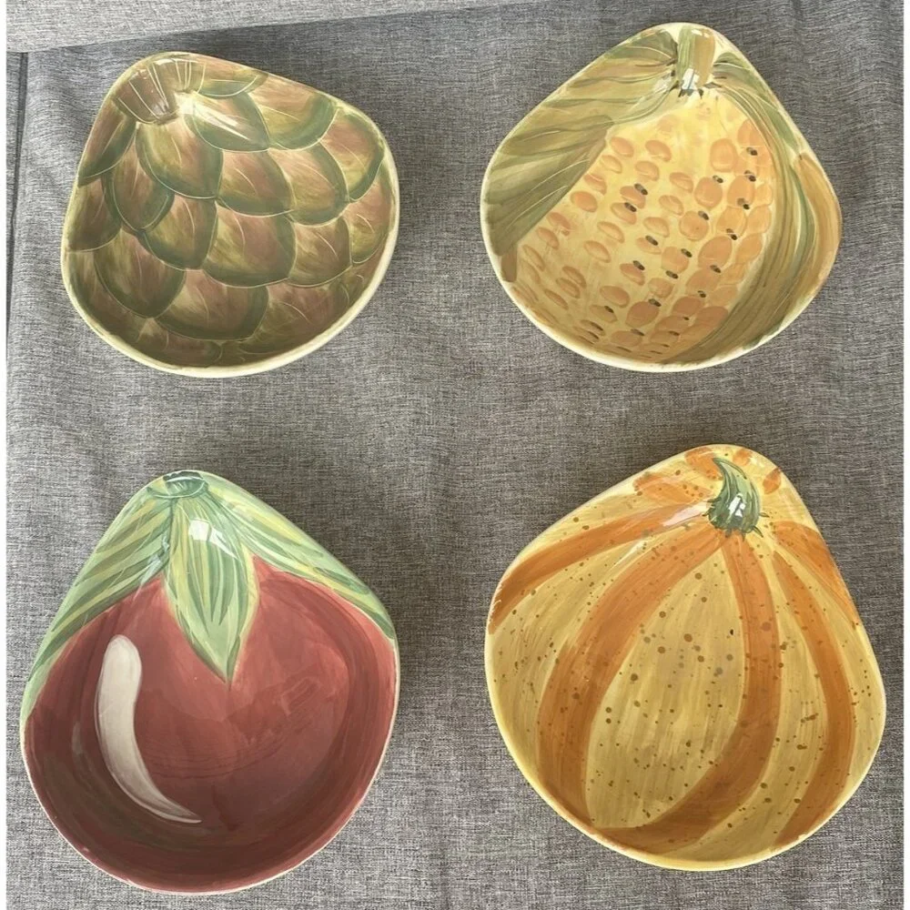 Pfaltzgraff Central Market Individual Salad Bowls Set of 4 Vegetables